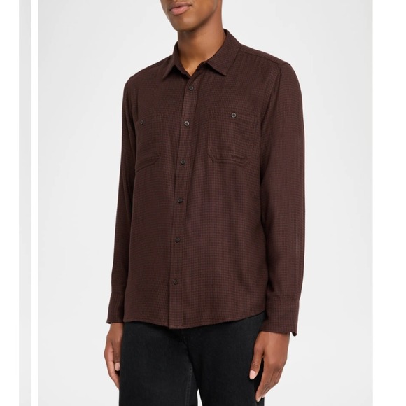 PAIGE Other - PAIGE Men's‎ Everett Brown Houndstooth Button Down Shirt Caffeine Size Small